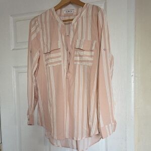 Chic Blush Striped Button Down Shirt